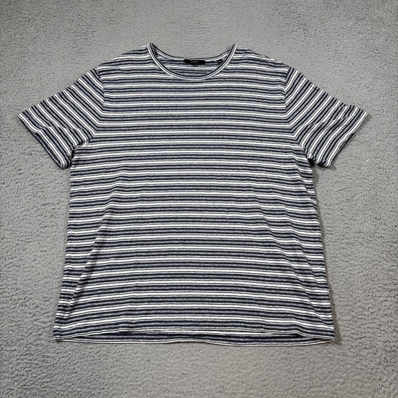 Vince Men's Sz XL Blue White Stripe Linen & Cotton T-Shirt Short Sleeve Beach - Picture 1 of 6